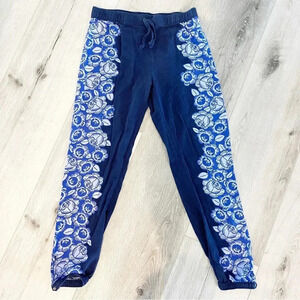 Aerie floral pajama pants joggers blue purple size XS
